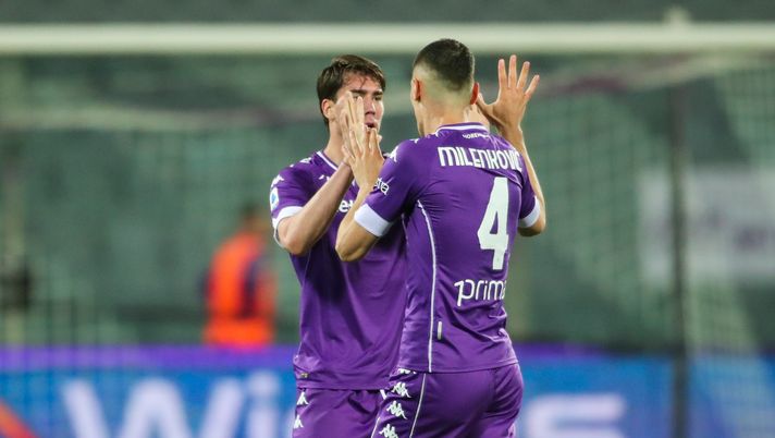 GERMOGLI PH: 11 APRILE 2021 FIRENZE STADIO ARTEMIO FRANCHI SERIE A FIORENTINA VS ATALANTA NELLA FOTO ESULTANZA VLAHOVIC 