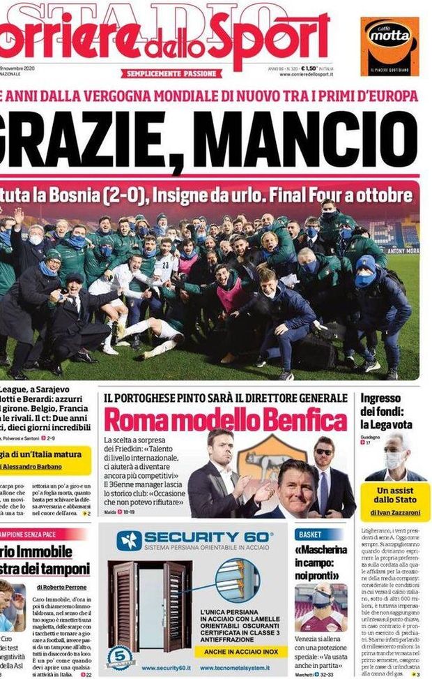 Corriere Dello Sport La Prima Pagina Di Oggi 19 Novembre 2020