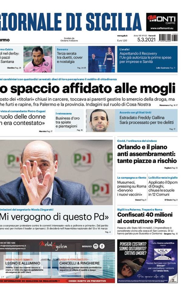 Prima Pagina, Giornale di Sicilia: “Lo spaccio affidato alle mogli. Orlando e il piano anti assembramenti” Prima Pagina, Giornale di Sicilia: “Lo spaccio affidato alle mogli. Orlando e il piano anti assembramenti”