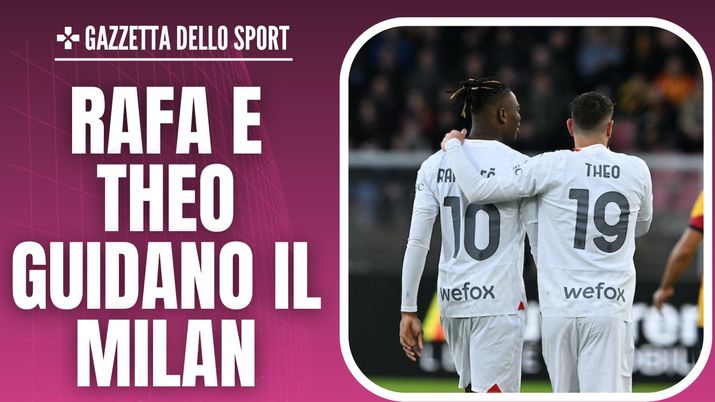 Theo Hernández e Rafael Leao AC Milan Lecce-Milan Serie A 2023-2024