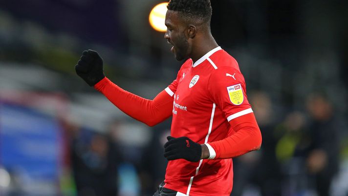 HUDDERSFIELD, ENGLAND - APRIL 21: Daryl Dike of Barnsley celebrates after scoring the opening goal during the Sky Bet Championship match between Huddersfield Town and Barnsley at John Smith's Stadium on April 21, 2021 in Huddersfield, England. Sporting stadiums around the UK remain under strict restrictions due to the Coronavirus Pandemic as Government social distancing laws prohibit fans inside venues resulting in games being played behind closed doors. (Photo by Alex Livesey/Getty Images) HUDDERSFIELD, ENGLAND - APRIL 21: Daryl Dike of Barnsley celebrates after scoring the opening goal during the Sky Bet Championship match between Huddersfield Town and Barnsley at John Smith's Stadium on April 21, 2021 in Huddersfield, England. Sporting stadiums around the UK remain under strict restrictions due to the Coronavirus Pandemic as Government social distancing laws prohibit fans inside venues resulting in games being played behind closed doors. (Photo by Alex Livesey/Getty Images)