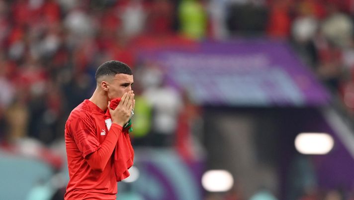 AL KHOR, QATAR - DECEMBER 14: Bilal El Khannouss of Morocco looks dejected after their sides' elimination from the tournament during the FIFA World Cup Qatar 2022 semi final match between France and Morocco at Al Bayt Stadium on December 14, 2022 in Al Khor, Qatar. (Photo by Dan Mullan/Getty Images) El Khannouss, un jolly per Italiano: l’investimento è fattibile - immagine 1