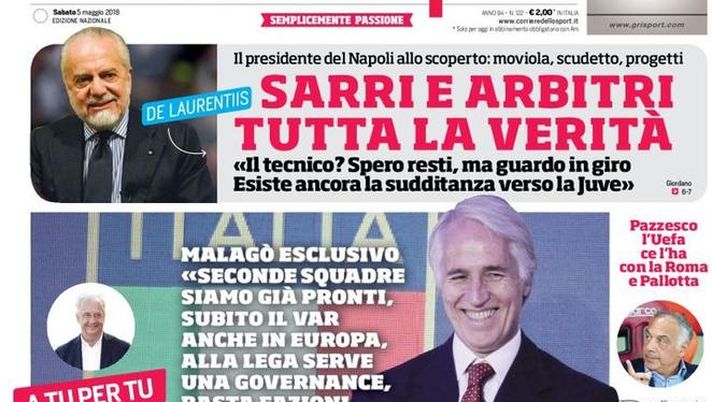Prima Pagina, Tuttosport: “Che fine faranno. I destini di Allegri e Sarri. Dossier Calciomercato: Torino, Inter, Milan, Roma, Lazio…”  Prima Pagina, Tuttosport: “Che fine faranno. I destini di Allegri e Sarri. Dossier Calciomercato: Torino, Inter, Milan, Roma, Lazio…”