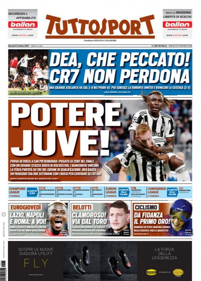 Prima Pagina, Tuttosport: “Potere Juve! Belotti, clamoroso! Via dal Toro” - immagine 1