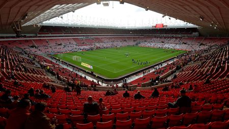 SUNDERLAND, ENGLAND - AUGUST 04: A general view of the stadium as players warm up ahead of the Sky Bet Championship match between Sunderland and Derby County at Stadium of Light on August 4, 2017 in Sunderland, England. (Photo by Mark Runnacles/Getty Images)