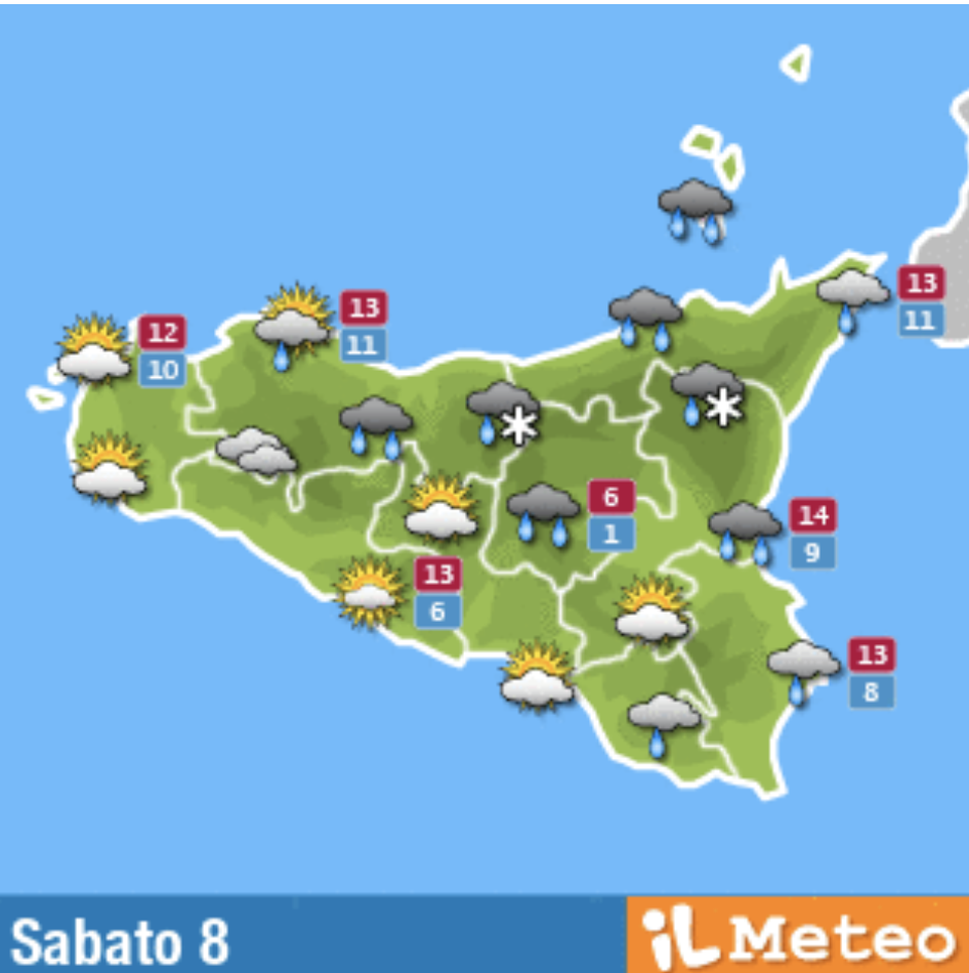 Meteo Palermo, pioggia e poco nuvoloso: le previsioni di sabato 8 gennaio meteo