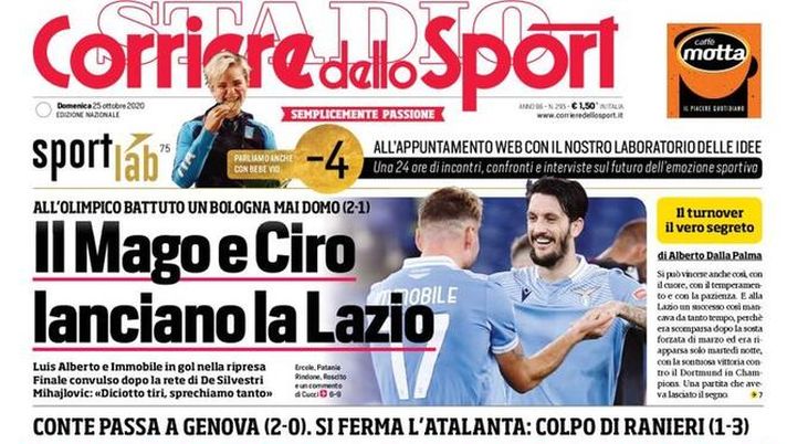 La prima pagina del Corriere dello Sport, in edicola oggi, 25 Ottobre 2020 