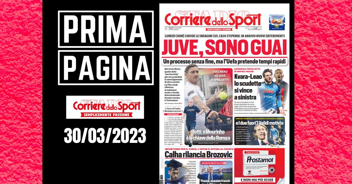 Prima pagina Corriere dello Sport: “Juve sono guai”