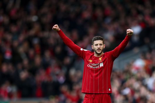 LIVERPOOL, ENGLAND - MARCH 07: Adam Lallana of Liverpool celebrates at full time during the Premier League match between Liverpool FC and AFC Bournemouth at Anfield on March 7, 2020 in Liverpool, United Kingdom. (Photo by Robbie Jay Barratt - AMA/Getty Images) LIVERPOOL, ENGLAND - MARCH 07: Adam Lallana of Liverpool celebrates at full time during the Premier League match between Liverpool FC and AFC Bournemouth at Anfield on March 7, 2020 in Liverpool, United Kingdom. (Photo by Robbie Jay Barratt - AMA/Getty Images)