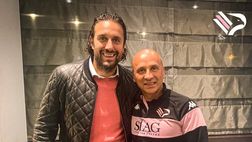 FOTO Palermo, l’ex rosanero Luca Toni fa visita al mister Eugenio Corini