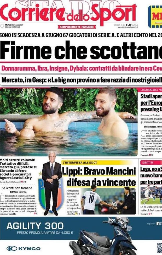 Prima Pagina, Corriere dello Sport: “Firme che scottano. Stadi aperti per gli Europei, pressing dell’Uefa. Lega, no a Sky, nuovo bando per tre partite” Prima Pagina, Corriere dello Sport: “Firme che scottano. Stadi aperti per gli Europei, pressing dell’Uefa. Lega, no a Sky, nuovo bando per tre partite”