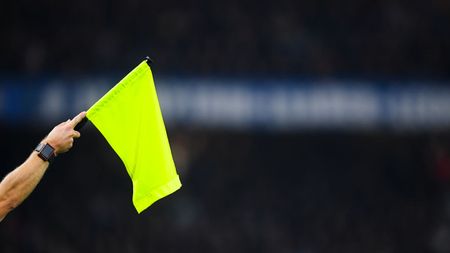 LONDON, ENGLAND - OCTOBER 30: A linesman's flag is held by an assistant referee as he signals offside during the Carabao Cup Round of 16 match between Chelsea and Manchester United at Stamford Bridge on October 30, 2019 in London, England. (Photo by Michael Regan/Getty Images)