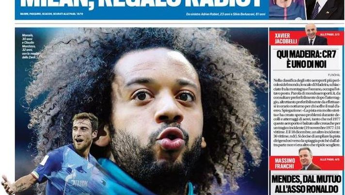Prima Pagina, Tuttosport: “Marcelo si può. Milan, regalo Rabiot. Occhio al Toro, sarà la sorpresa…” Prima Pagina, Tuttosport: “Marcelo si può. Milan, regalo Rabiot. Occhio al Toro, sarà la sorpresa…”