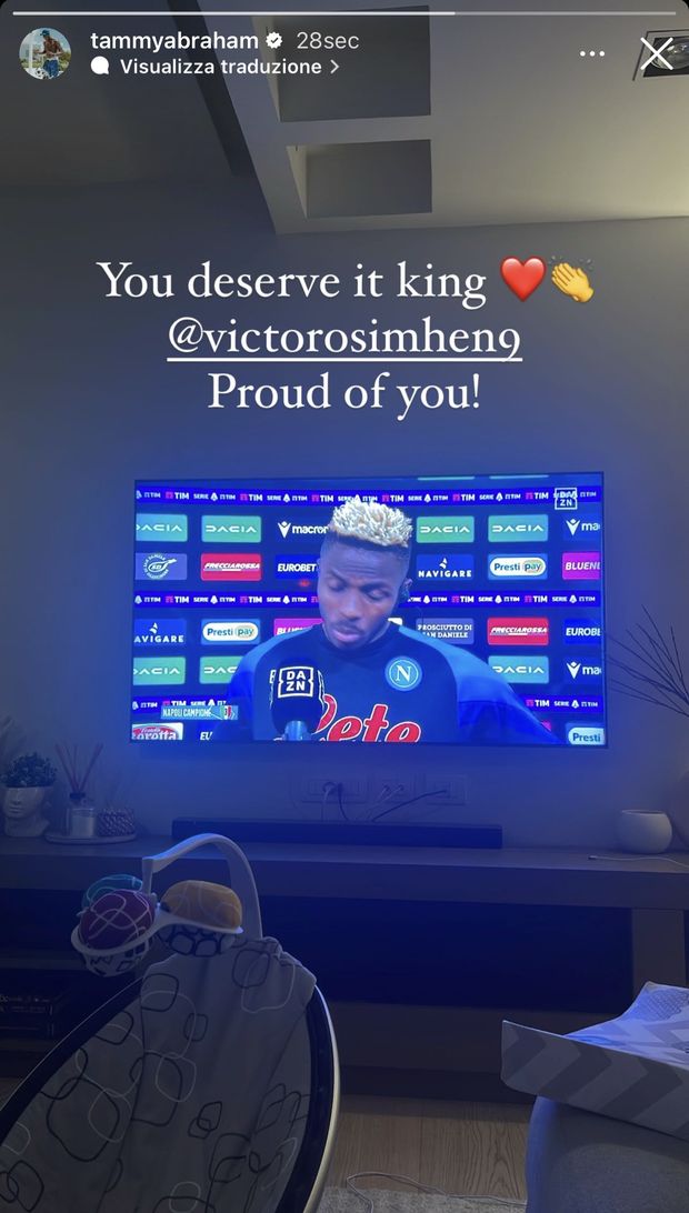 Napoli campione, Abraham applaude Osimhen: “Te lo meriti, sono orgoglioso di te”- immagine 2