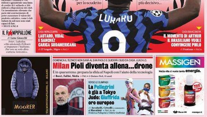 La Gazzetta dello Sport, la prima pagina di oggi, venerdì 20 novembre 2020 La Gazzetta dello Sport, la prima pagina di oggi, venerdì 20 novembre 2020