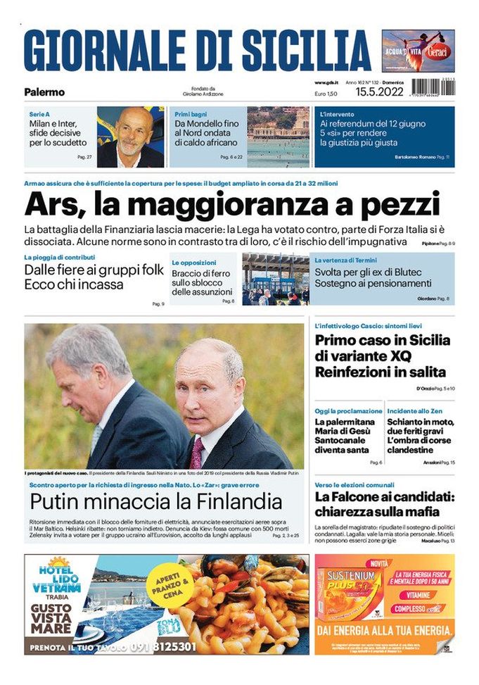 Prima Pagina, Giornale di Sicilia: “Ars, la maggioranza a pezzi” - immagine 1
