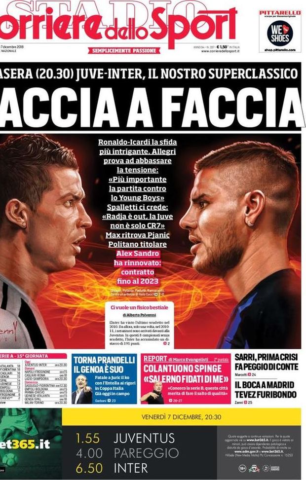 Prima Pagina, Corriere dello Sport: “Faccia a faccia. Torna Prandelli. Sarri, prima crisi: peggio di Conte…” Prima Pagina, Corriere dello Sport: “Faccia a faccia. Torna Prandelli. Sarri, prima crisi: peggio di Conte…”