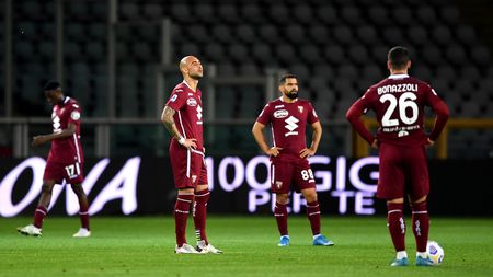 TURIN, ITALY - MAY 12: Simone Zaza of Torino FC looks dejected after the Serie A match between Torino FC  and AC Milan at Stadio Olimpico di Torino on May 12, 2021 in Turin, Italy. Sporting stadiums around Italy remain under strict restrictions due to the Coronavirus Pandemic as Government social distancing laws prohibit fans inside venues resulting in games being played behind closed doors. (Photo by Valerio Pennicino/Getty Images)
