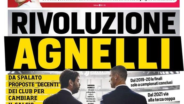 Prima Pagina, Corriere dello Sport: “Rivoluzione Agnelli. Palermo vuole la A. Caso Frosinone, Zamparini tuona…”  Prima Pagina, Corriere dello Sport: “Rivoluzione Agnelli. Palermo vuole la A. Caso Frosinone, Zamparini tuona…”