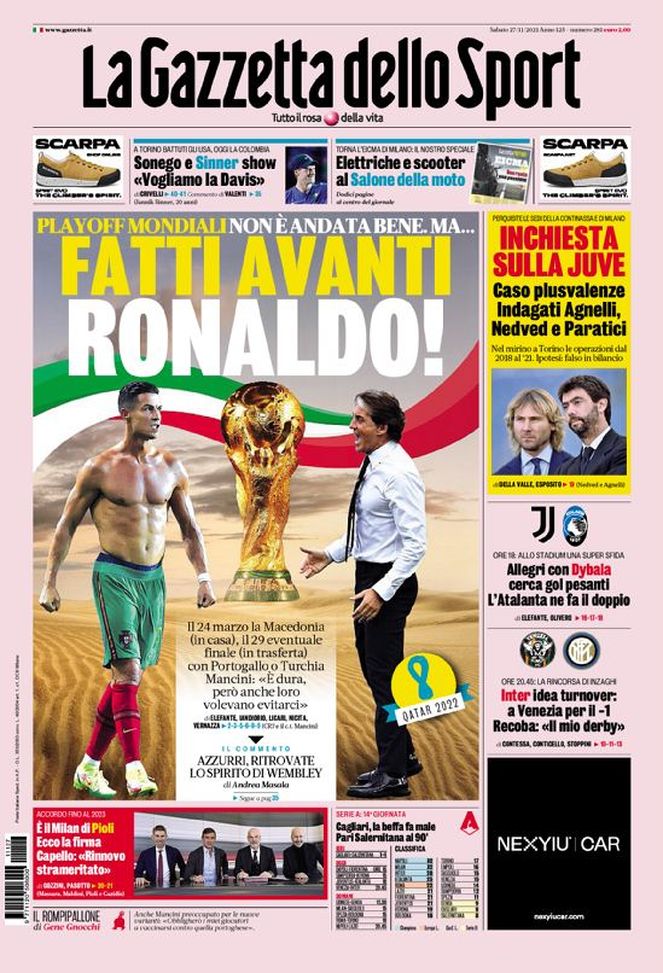 Prima Pagina, La Gazzetta dello Sport: “Fatti avanti Ronaldo!” Prima Pagina, La Gazzetta dello Sport: “Fatti avanti Ronaldo!”