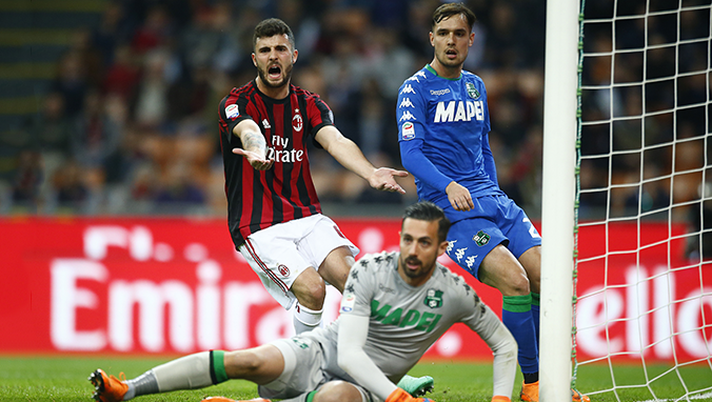 Patrick Cutrone in Milan-Sassuolo 1-1 del 2017-2018 (credits: acmilan.com) 