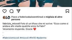 Palermo, l’omaggio del tifoso rosanero emoziona Miccoli: “Grazie, questa foto è veramente stupenda”