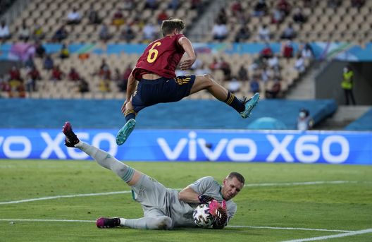 Un fotogramma di Spagna-Svezia di Euro2020 Un fotogramma di Spagna-Svezia di Euro2020