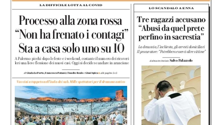Prima Pagina, La Repubblica-Palermo: “Processo alla zona rossa. Sta a casa solo uno su 10” Prima Pagina, La Repubblica-Palermo: “Processo alla zona rossa. Sta a casa solo uno su 10”