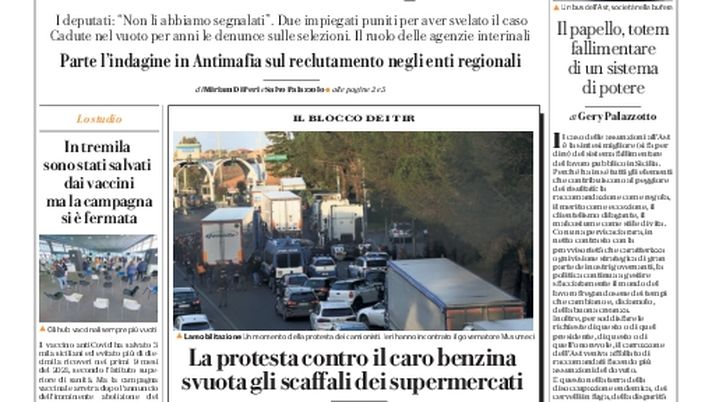 Prima Pagina, La Repubblica-Palermo: “Ast, i trucchi per assumere i raccomandati dai politici” Prima Pagina, La Repubblica-Palermo: “Ast, i trucchi per assumere i raccomandati dai politici” - immagine 1
