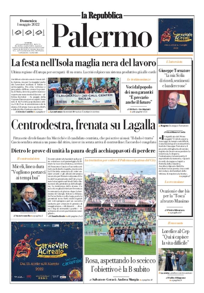 Prima Pagina, La Repubblica-Palermo: “Aspettando lo sceicco obiettivo B subito” - immagine 1