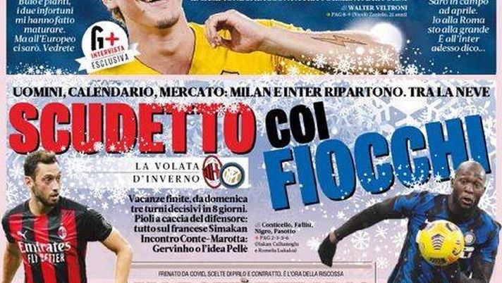 Gazzetta dello Sport, la prima pagina di oggi, martedì 29 dicembre 2020 