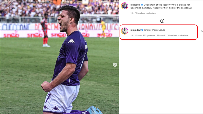 Jovic su IG: “Felice per il primo gol”. E Duncan commenta… - immagine 1