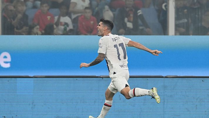 GENOA, ITALY - OCTOBER 07: Christian Pulisic of AC Milan celebrates after scoring the team's first goal during the Serie A TIM match between Genoa CFC and AC Milan at Stadio Luigi Ferraris on October 07, 2023 in Genoa, Italy. (Photo by Claudio Villa/AC Milan via Getty Images) Serie A, Milan-Empoli 1-0: Pulisic firma il successo dei rossoneri - immagine 1