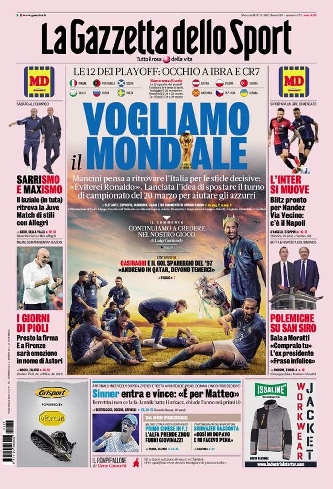 Prima Pagina, La Gazzetta dello Sport: “Vogliamo il Mondiale. L’Inter si muove” Prima Pagina, La Gazzetta dello Sport: “Vogliamo il Mondiale. L’Inter si muove” - immagine 1