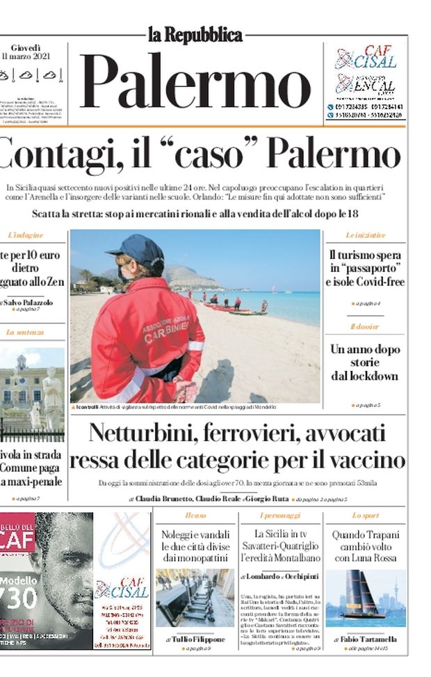 Prima Pagina, La Repubblica: “Contagi, il ‘caso’ Palermo. Scatta la stretta” Prima Pagina, La Repubblica: “Contagi, il ‘caso’ Palermo. Scatta la stretta”