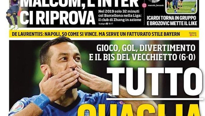 Prima Pagina, Corriere dello Sport: “Tutto Quaglia. Malcom, l’Inter ci riprova. Ronaldo ne salta tre” 