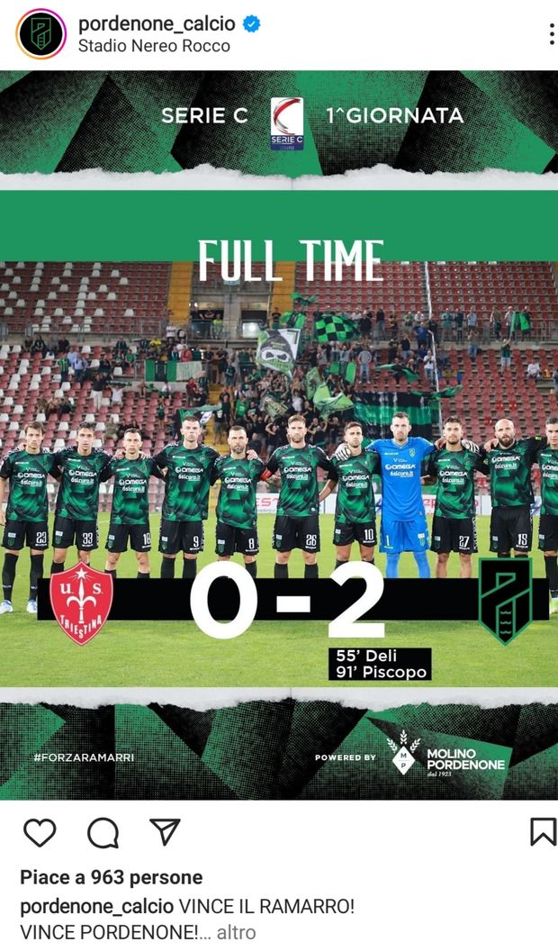 Friuli Venezia Giulia, il derby va al Pordenone- immagine 2