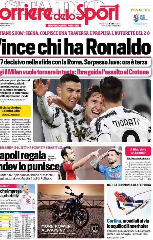 Corriere Dello Sport La Prima Pagina Di Oggi 7 Febbraio 2021
