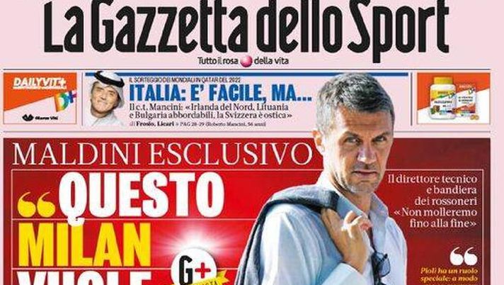Gazzetta dello Sport, la prima pagina di oggi, martedì 8 dicembre 2020 