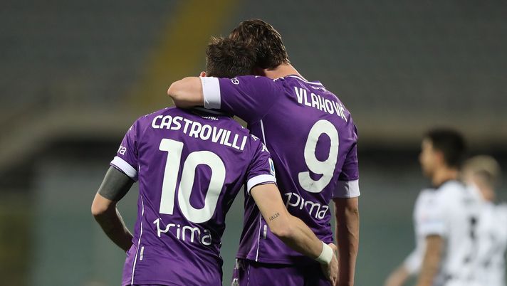 FLORENCE, ITALY - FEBRUARY 19: Gaetano Castrovilli of ACF Fiorentina celebrates after scoring a goal during the Serie A match between ACF Fiorentina  and Spezia Calcio at Stadio Artemio Franchi on February 19, 2021 in Florence, Italy.  (Photo by Gabriele Maltinti/Getty Images) 