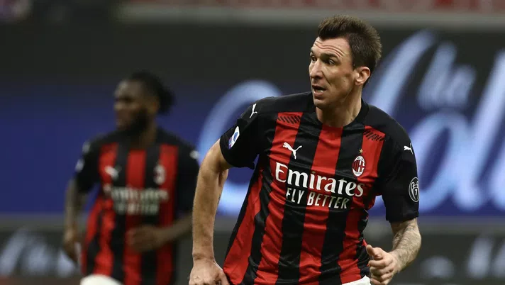 Mario Mandzukic (attaccante AC Milan), qui durante il suo esordio in rossonero in occasione di Milan-Atalanta 0-3 (Serie A 2020-2021) | AC Milan News (Getty Images)