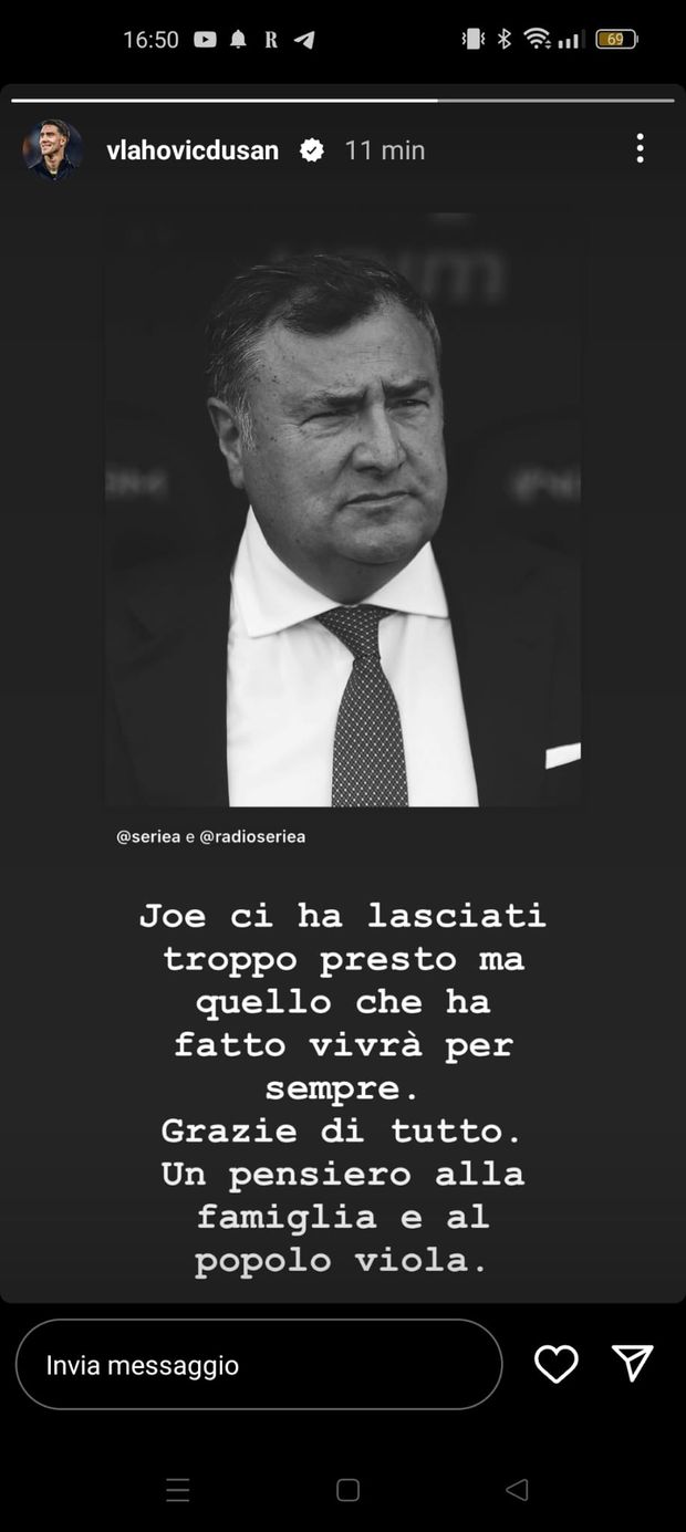 FOTO – Anche Vlahovic si unisce al dolore: “Joe ci ha lasciati troppo presto”- immagine 2
