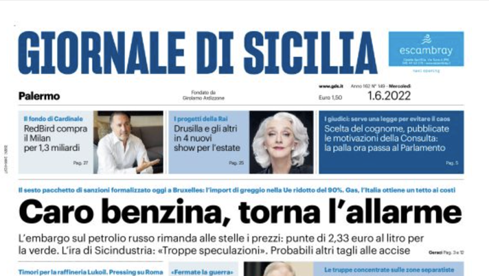 Prima Pagina, Giornale di Sicilia: “Palermo-Padova, ritorno confermato per il 12″  prima pagina