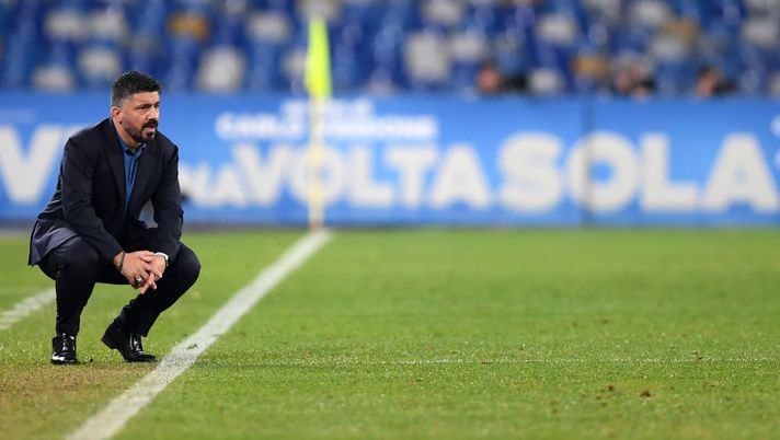 NAPLES, ITALY - JANUARY 18: Gennaro Gattuso SSC Napoli coach stands disappointed during the Serie A match between SSC Napoli and ACF Fiorentina at Stadio San Paolo on January 18, 2020 in Naples, Italy. (Photo by Francesco Pecoraro/Getty Images) NAPLES, ITALY - JANUARY 18: Gennaro Gattuso SSC Napoli coach stands disappointed during the Serie A match between SSC Napoli and ACF Fiorentina at Stadio San Paolo on January 18, 2020 in Naples, Italy. (Photo by Francesco Pecoraro/Getty Images)