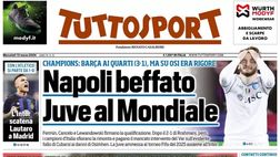 PRIMA PAGINA TUTTOSPORT OGGI: “Napoli beffato, Juve al Mondiale”