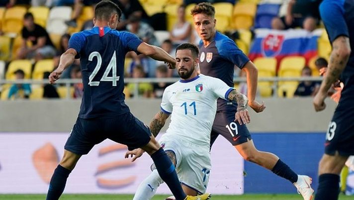 DUNAJSKA STREDA, SLOVAKIA - SEPTEMBER 6: Vittorio Parigini of Italy during the International Friendly match between Slovakia U21 v Italy U21 at Stadion Mol Arena on September 6, 2018 in Dunajska Streda, Austria. (Photo by Josef Bollwein - Sepa Media/Bongarts/Getty Images) 
