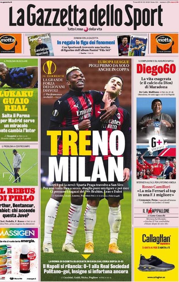 Gazzetta dello Sport, la prima pagina di oggi, venerdì 30 ottobre 2020 Gazzetta dello Sport, la prima pagina di oggi, venerdì 30 ottobre 2020