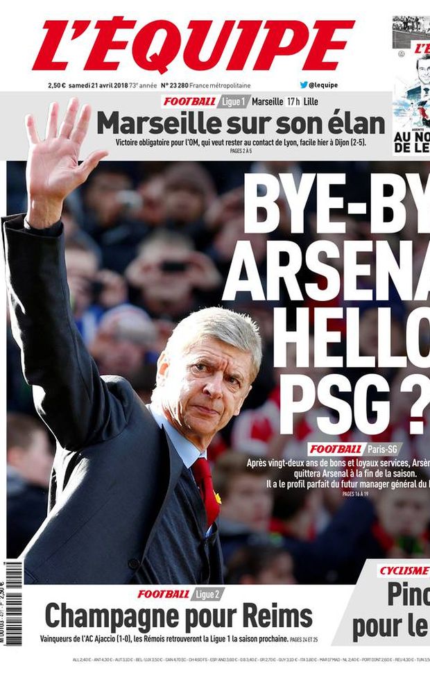 Prima Pagina, L’Équipe: “Addio Arsenal, benvenuto PSG? Champagne per il Reims…” Prima Pagina, L’Équipe: “Addio Arsenal, benvenuto PSG? Champagne per il Reims…”