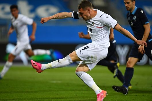 CAGLIARI, ITALY - MAY 28: Andrea Belotti of Italy scores the goal during the international friendly match between Italy and San Marino at on May 28, 2021 in Cagliari, Italy. (Photo by Claudio Villa/Getty Images) CAGLIARI, ITALY - MAY 28: Andrea Belotti of Italy scores the goal during the international friendly match between Italy and San Marino at on May 28, 2021 in Cagliari, Italy. (Photo by Claudio Villa/Getty Images)