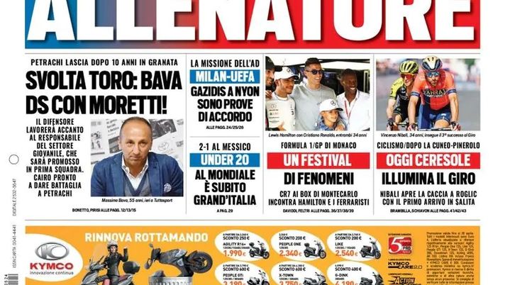 Prima Pagina, Tuttosport: “Juve, avrai un grande allenatore. Svolta Toro. Milan-Uefa, Gazidis…” Prima Pagina, Tuttosport: “Juve, avrai un grande allenatore. Svolta Toro. Milan-Uefa, Gazidis…”